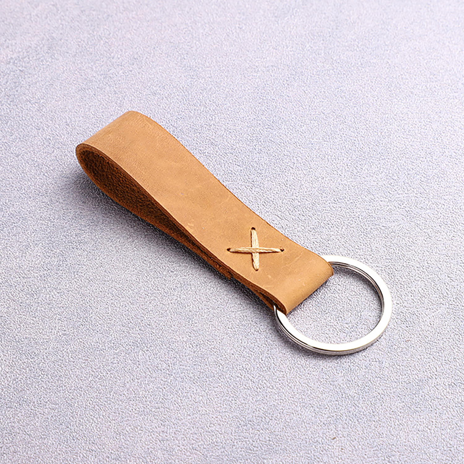 Custom Hand-Stitched Crazy Horse Leather Key Chain 3