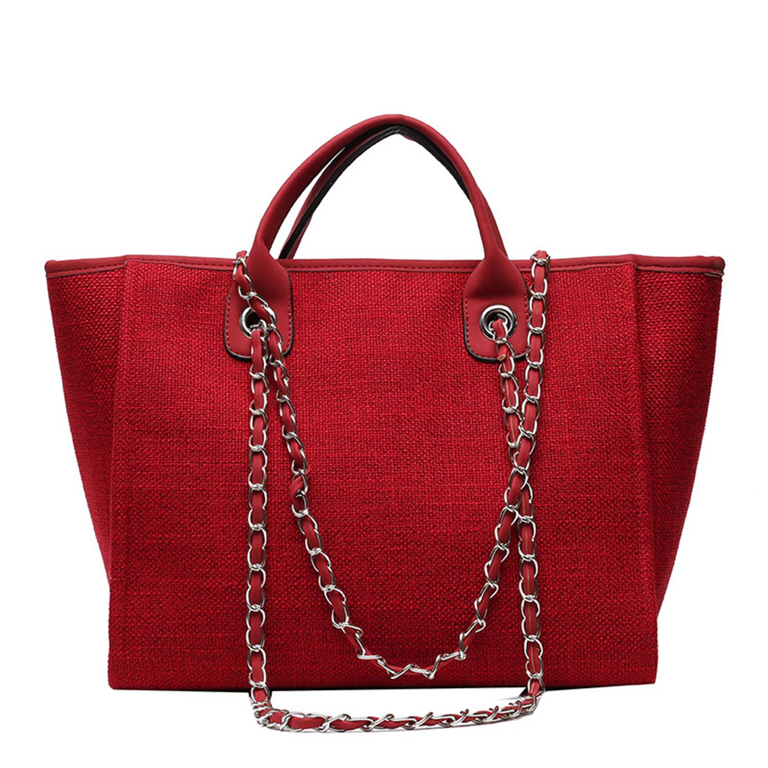 Canvas Tote Bag Large Capacity Solid Color Chain, custom tote bag with logo imprint 6