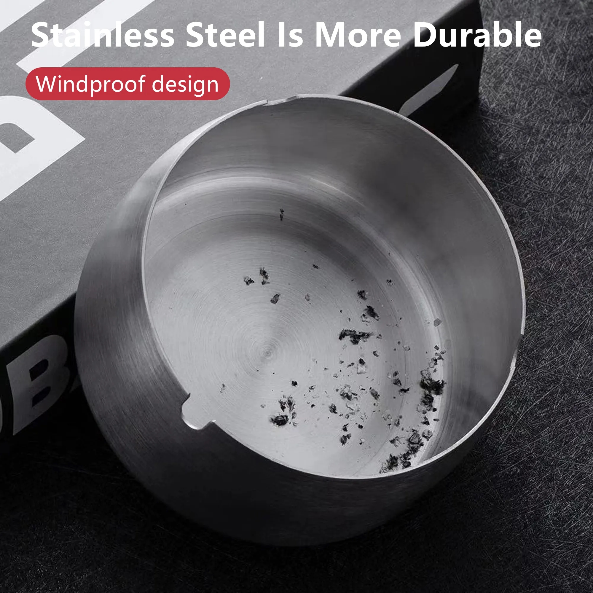 Stainless Steel Windproof Ashtray 7