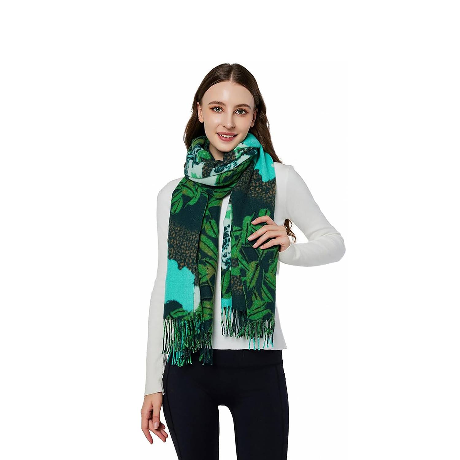 Women's Thickened Polyester Tie-Dye Scarf w/ Tassels 6