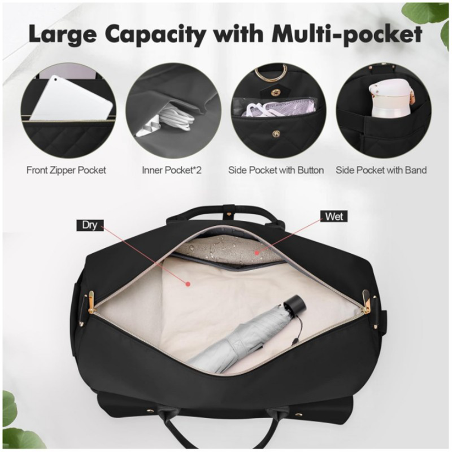 Carry On Overnight Shoe Compartment Travel Duffel Bag 3