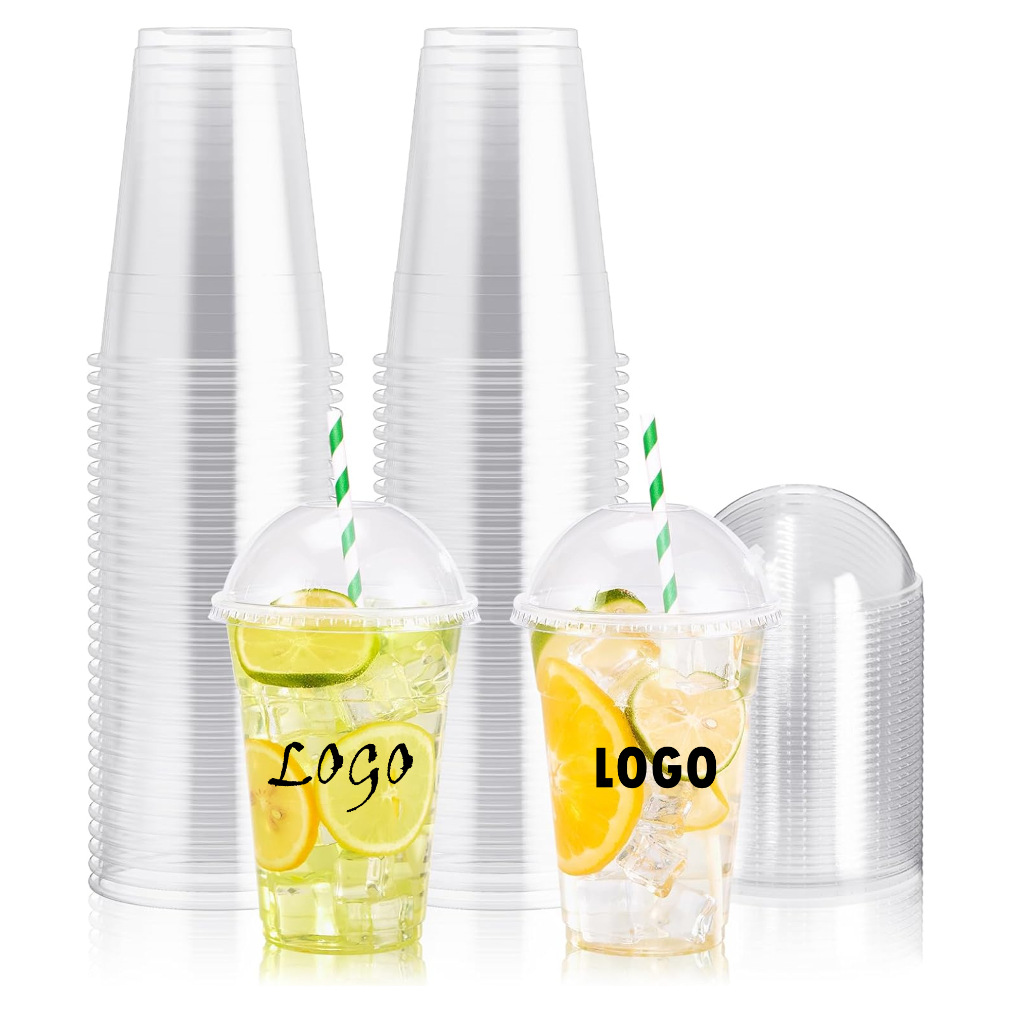 100 Pcs 16 oz Disposable Clear Cups With Dome Lids 3