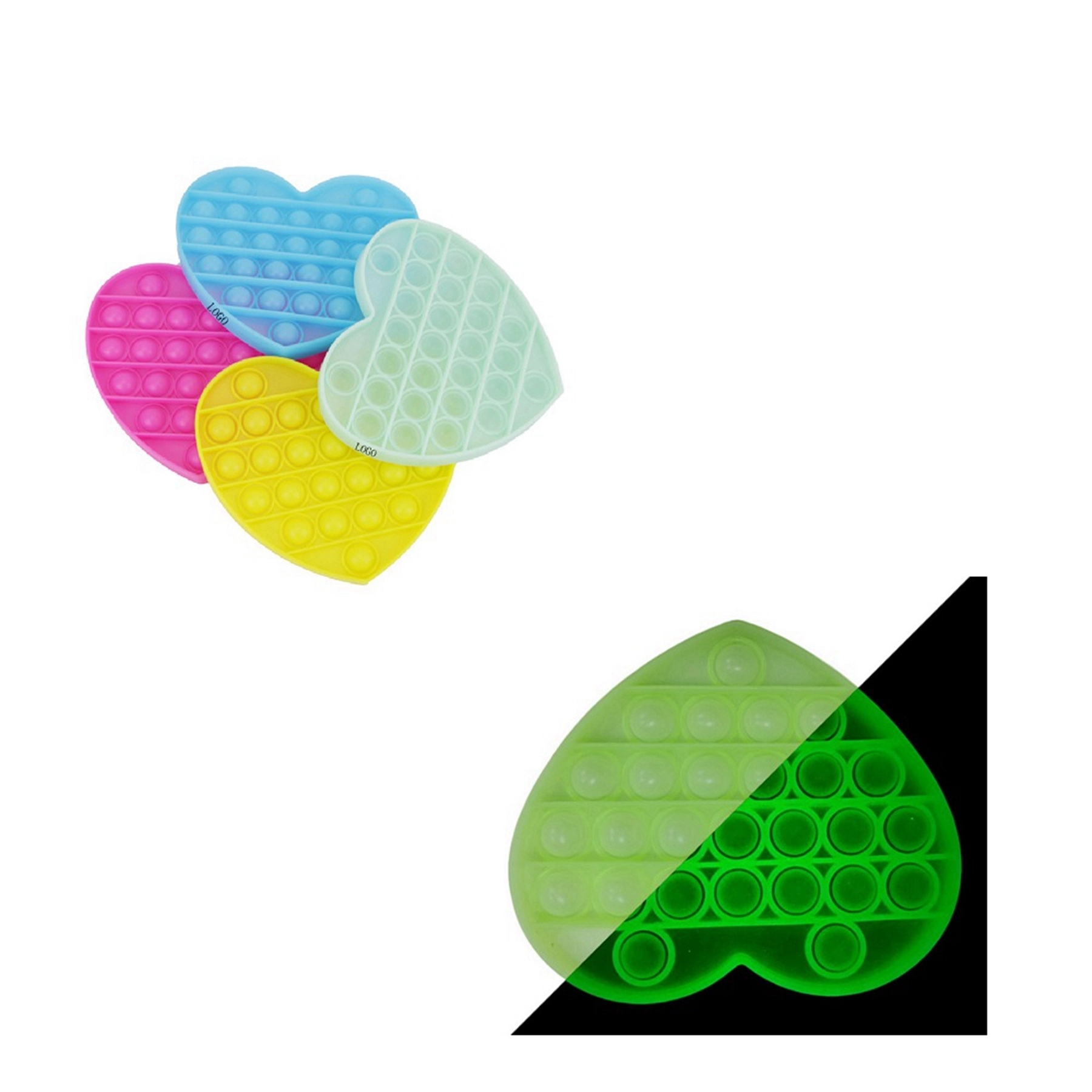 Heart Shape Noctilucence Bubble Sensory Fidget Toy 3