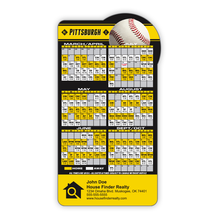 Magnet Sport Schedules - Baseball Shape (3.875x7.25) - 20 mil. 3