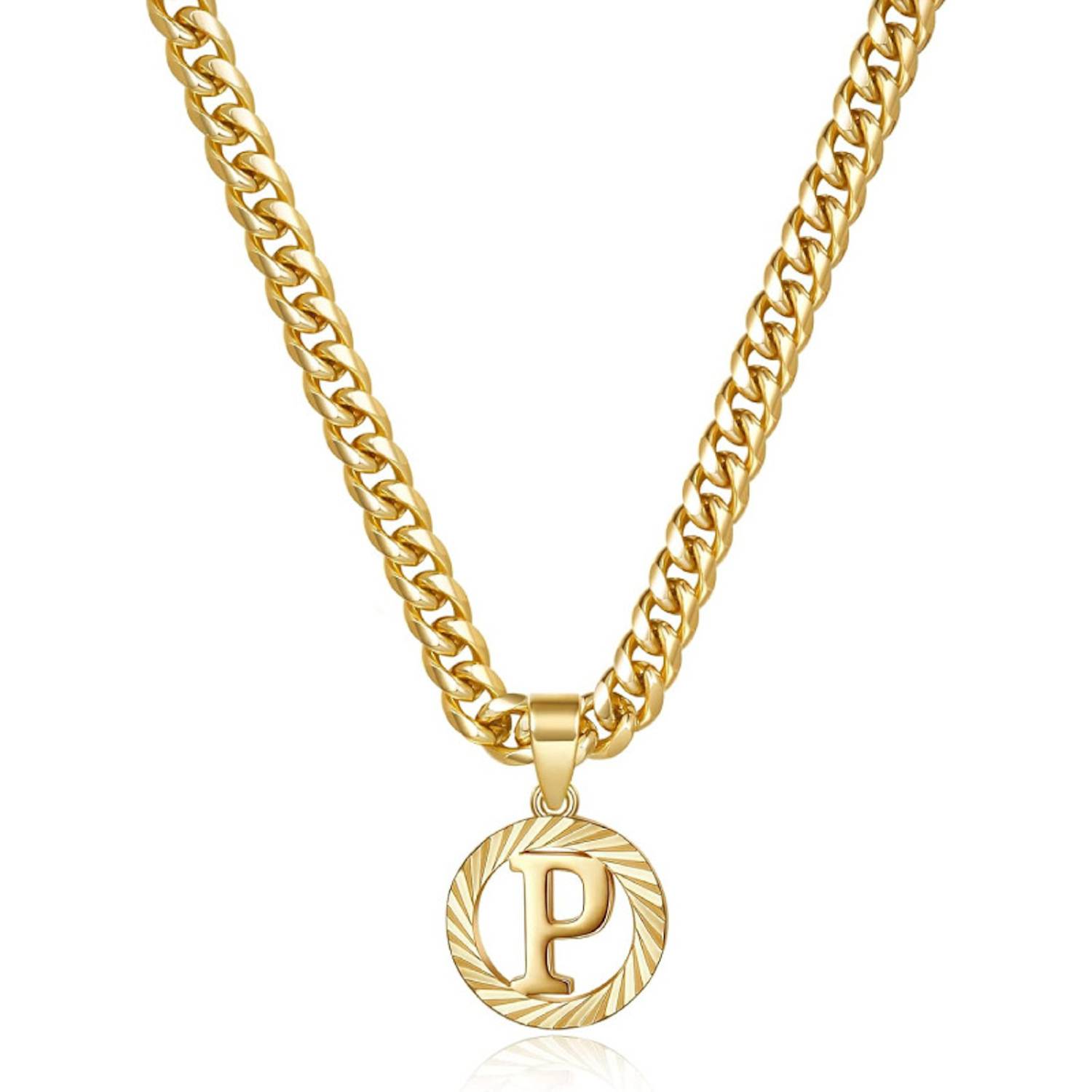 14K Gold Plated Hollow Round 26-Letter Necklace 8