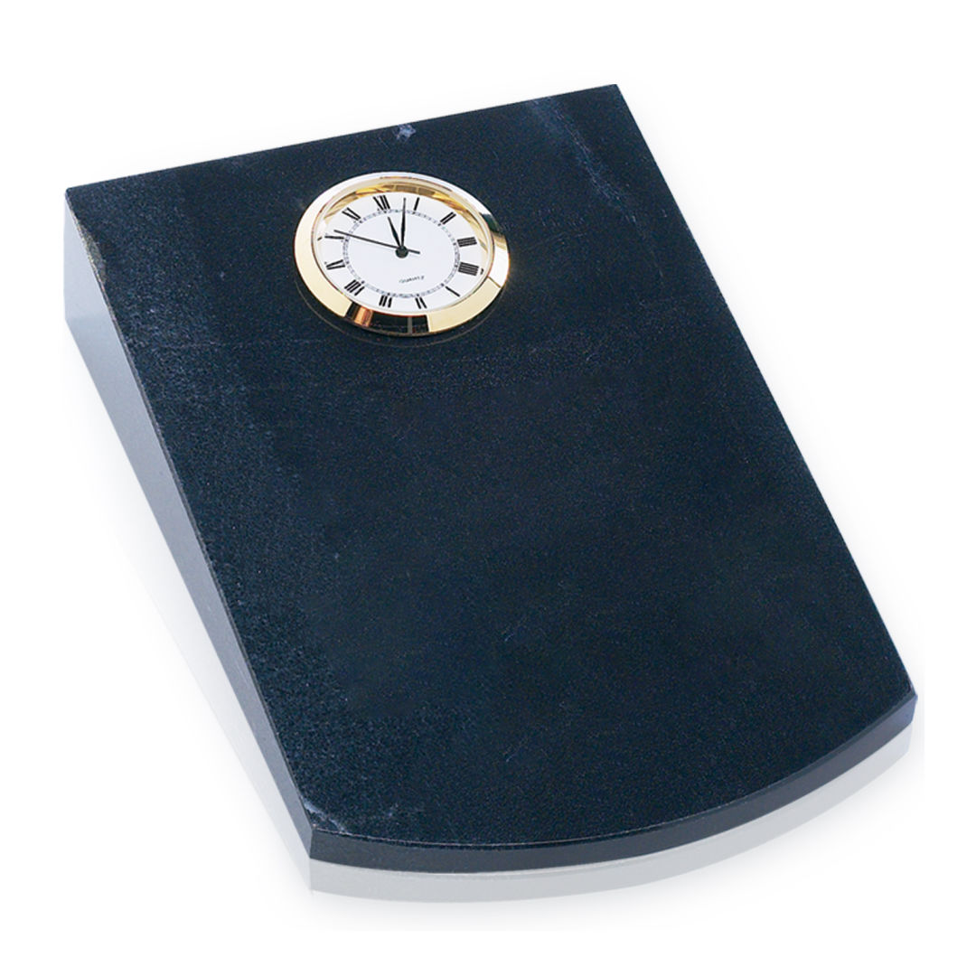 Arched Wedge Black Marble Clock 3