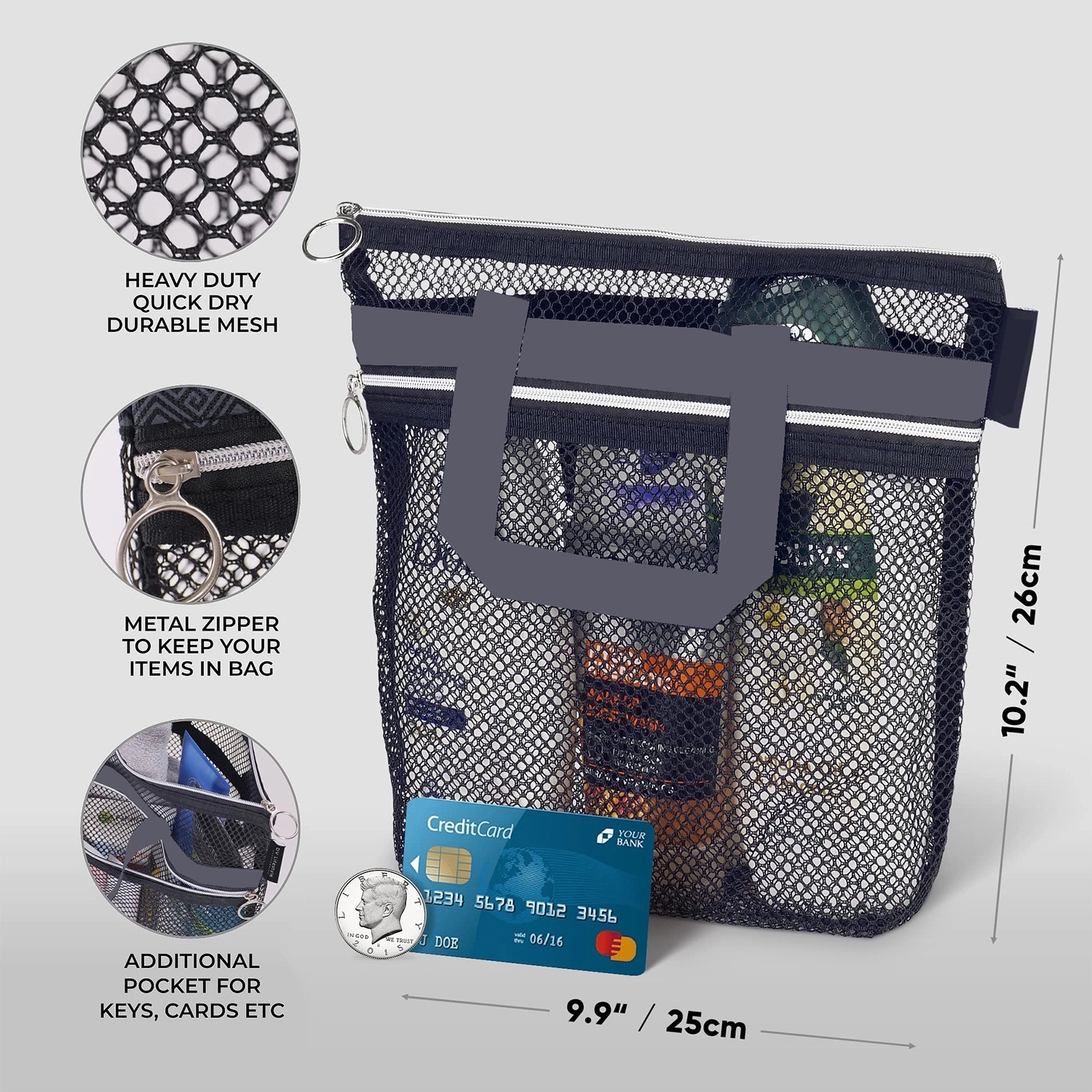Shower Bag Tote Mesh Caddy Toiletry Organizer 2