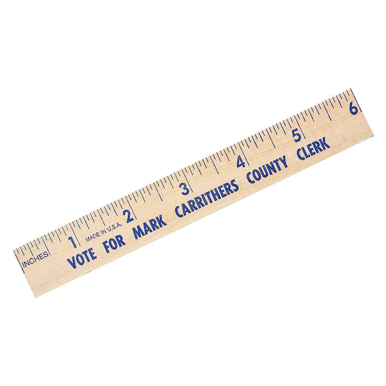 6" Natural Finish Flat Wood Ruler 2