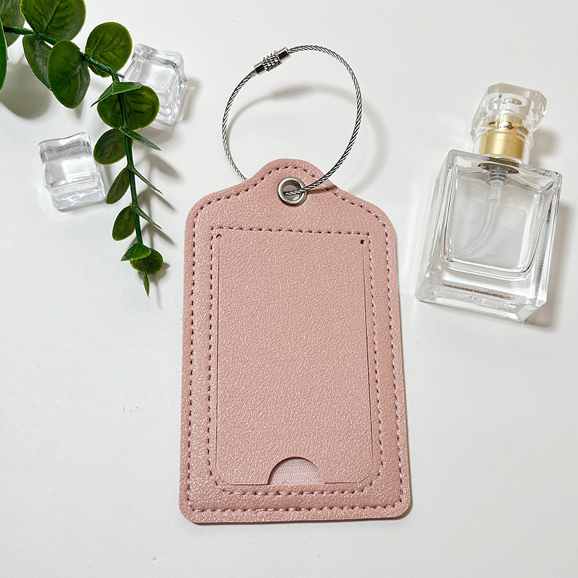 PU Leather Luggage Tags with Privacy Cover Metal Ring 7