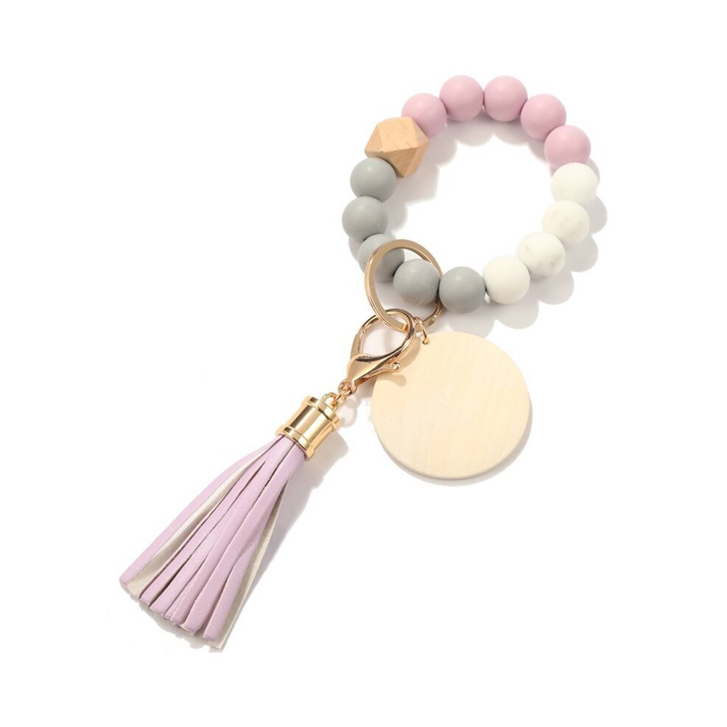 Silicone bead wood brand wooden Beaded bracelet tassel 4