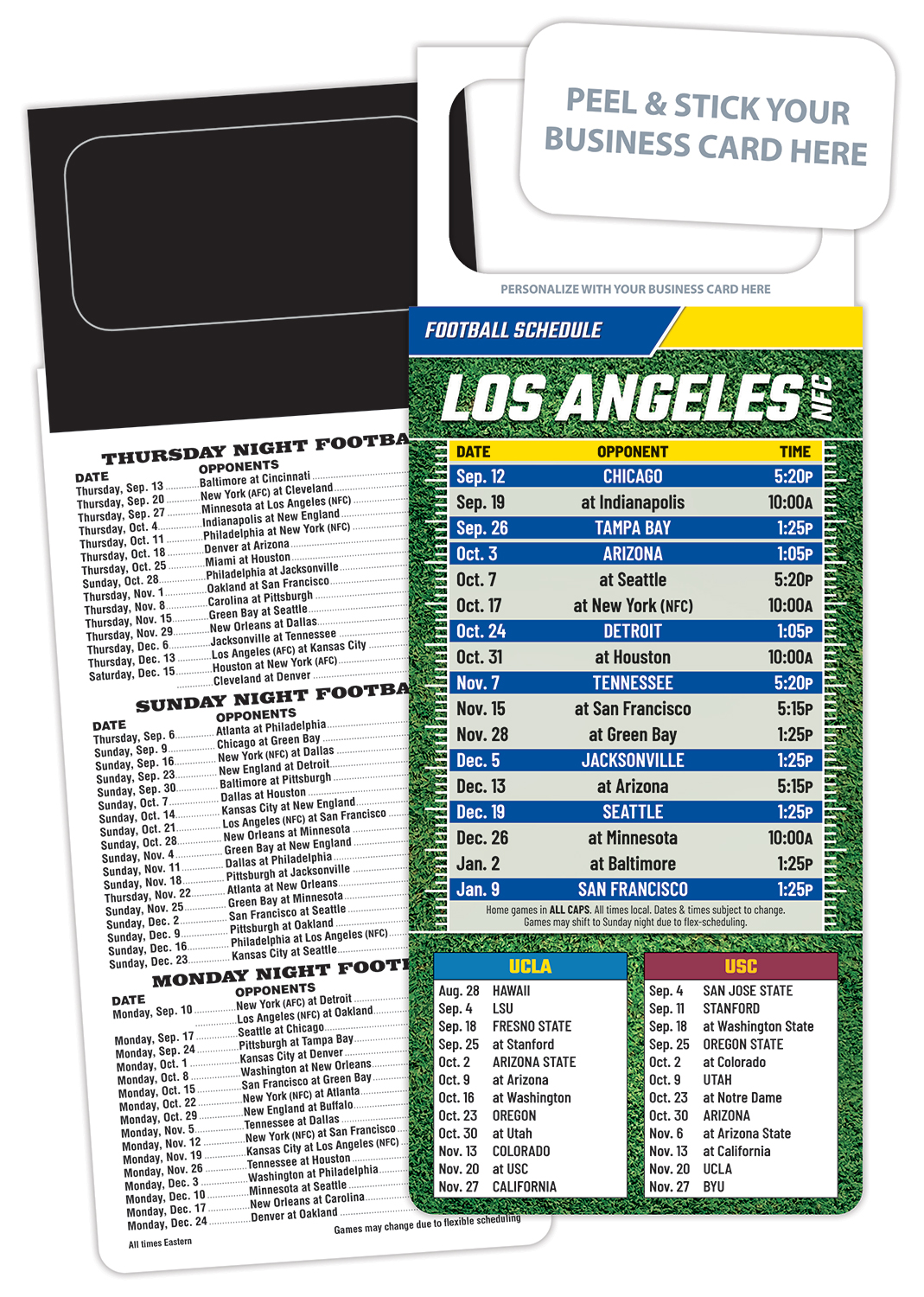 Pro Football Schedule Magnet - Peel and Stick Business Card (3.5x9) 1