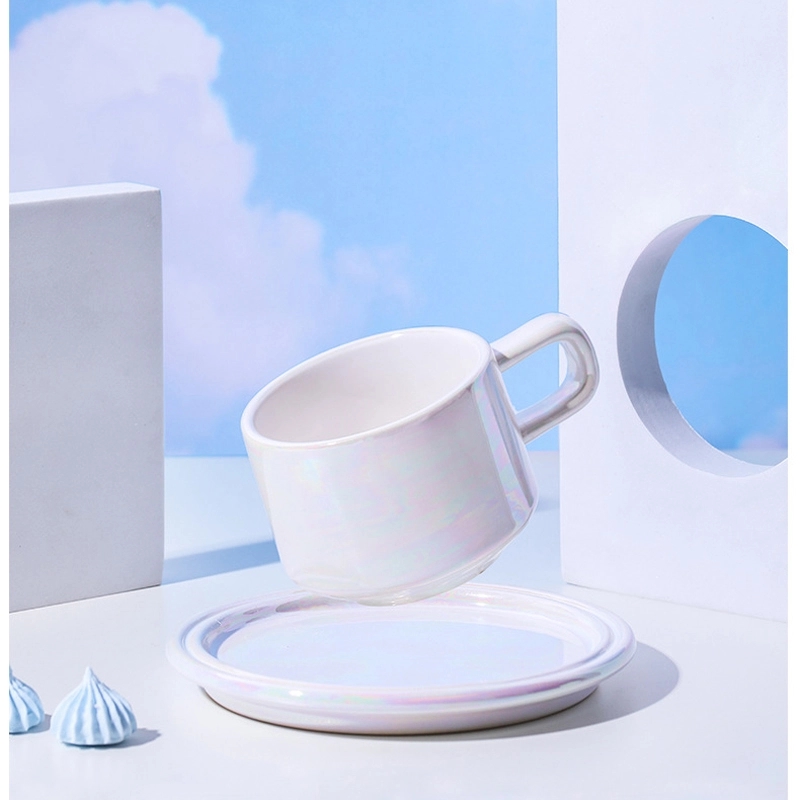 Custom 8.4 OZ. Ceramic Tea Cup Coffee Mug with Saucer Set 3