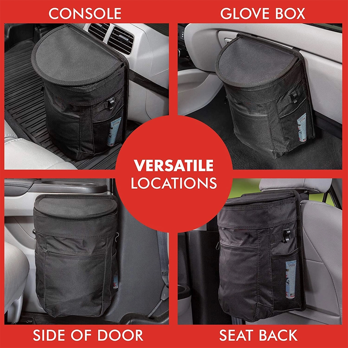 2.5 Gallon Spill-Proof Car Trash Can Hanging Garbage Bin 2