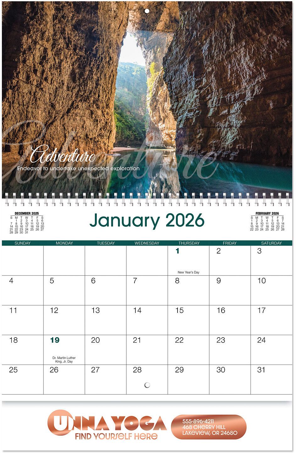 LUXE GALLERY MOTIVATIONS SPIRAL WALL CALENDAR 1