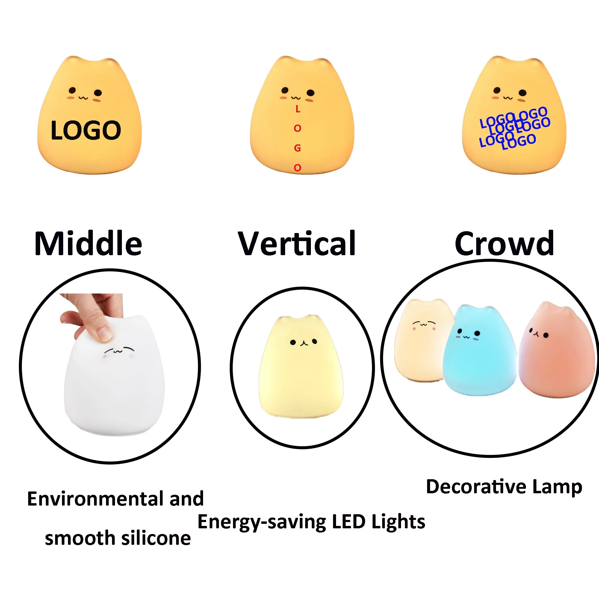 Portable Soft Silicone Cute Cat LED Night Light 4