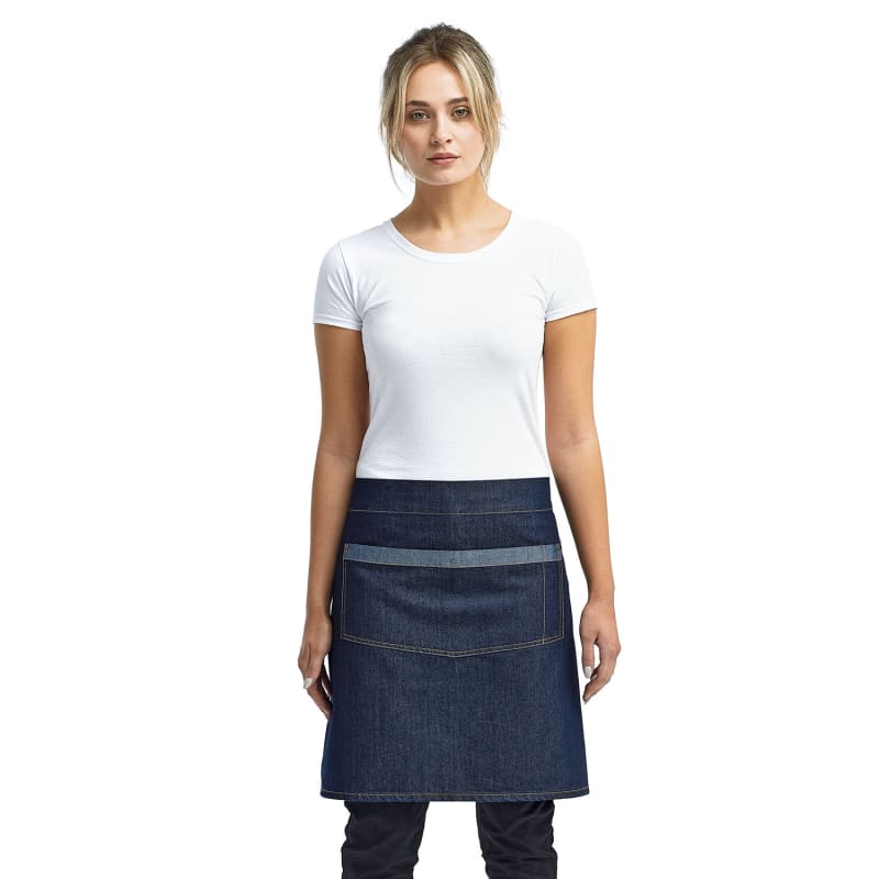 Artisan Collection By Reprime Unisex Domain Contrast Denim Waist Apron 8