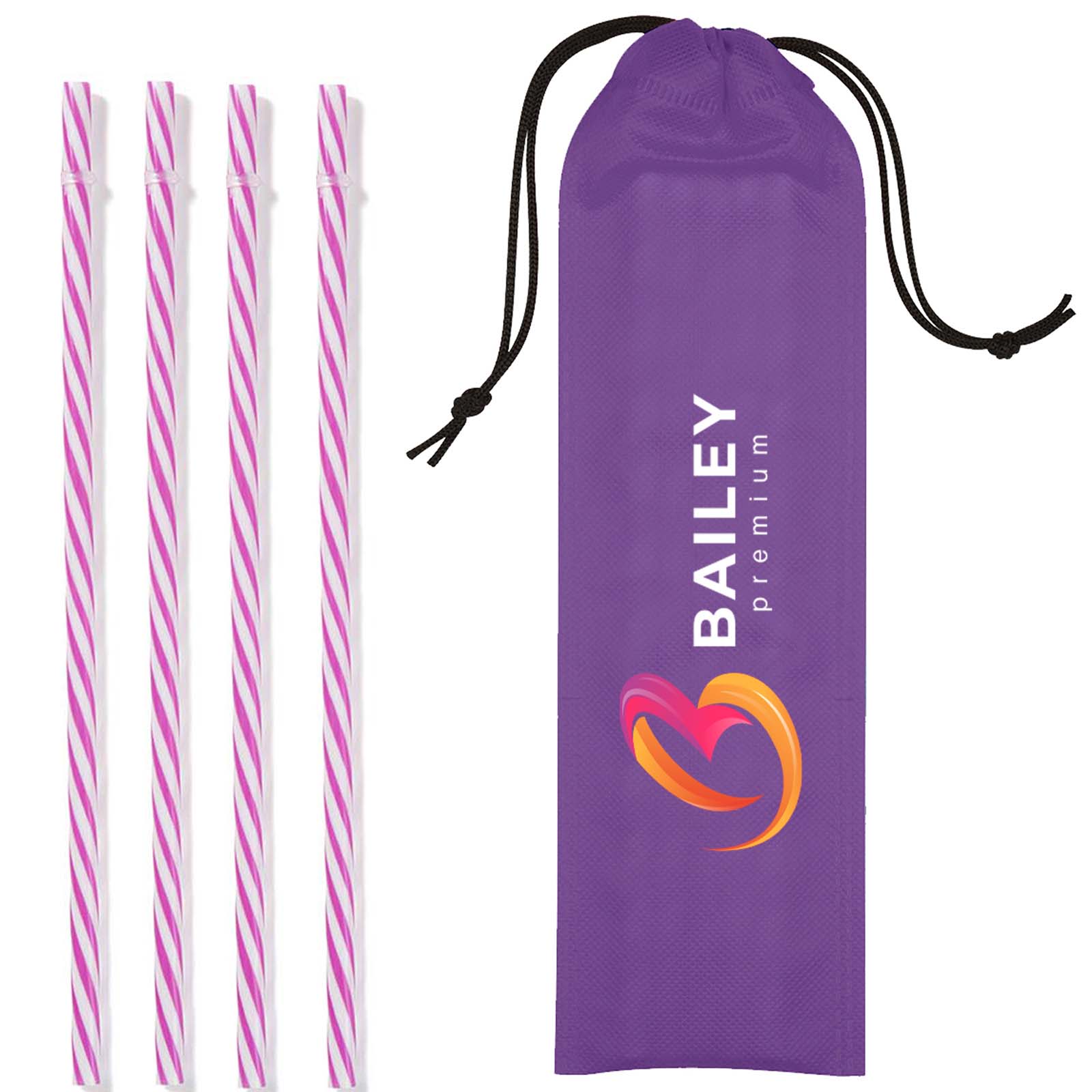 Reusable PP Straw in Full Color Drawstring Pouch 10