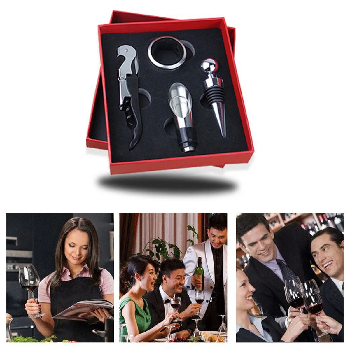 Stainless Steel Accessory Tool Wine Bottle Opener 4Pcs Set 3