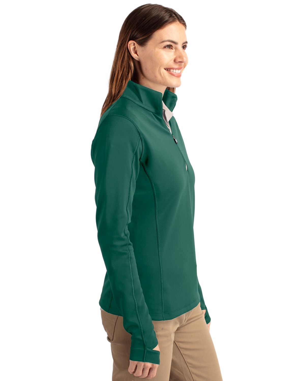 Cutter & Buck Traverse Recycled Smooth Stretch Womens Quarter Zip Pullover 25