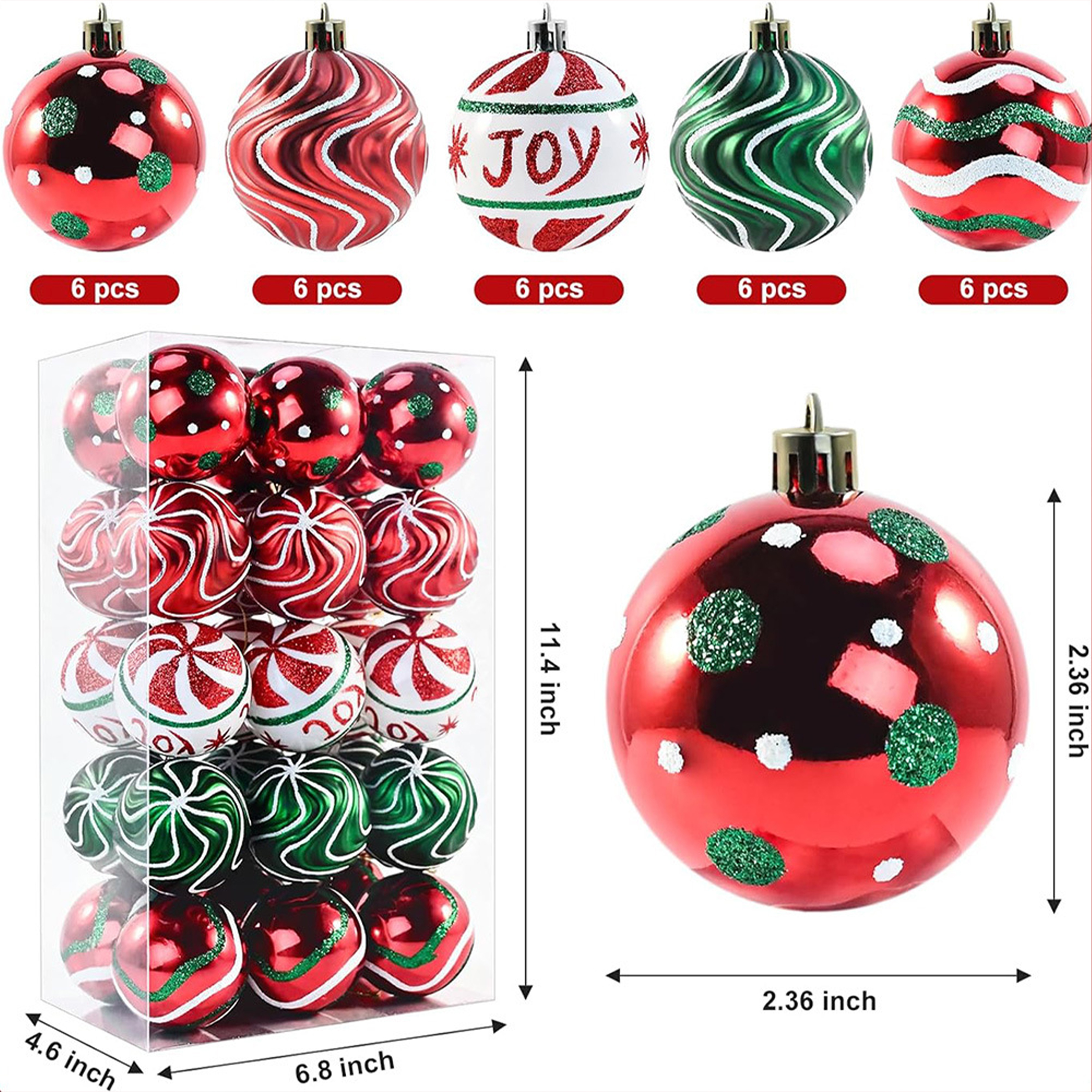 Plastic Christmas Painted Ball Decorations 2