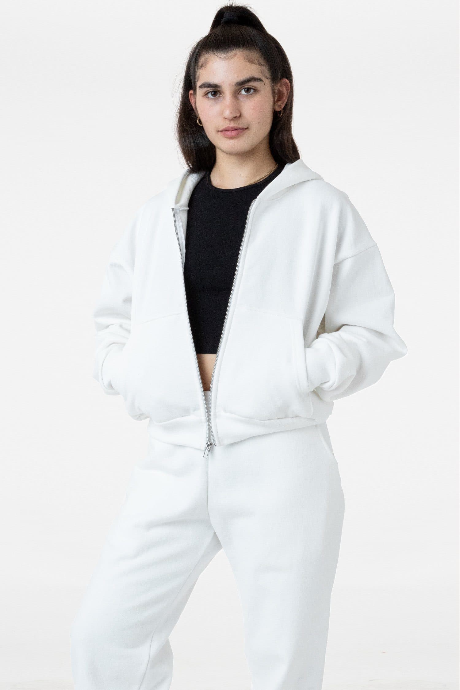 14 OZ HEAVY FLEECE CROPPED ZIP UP 4