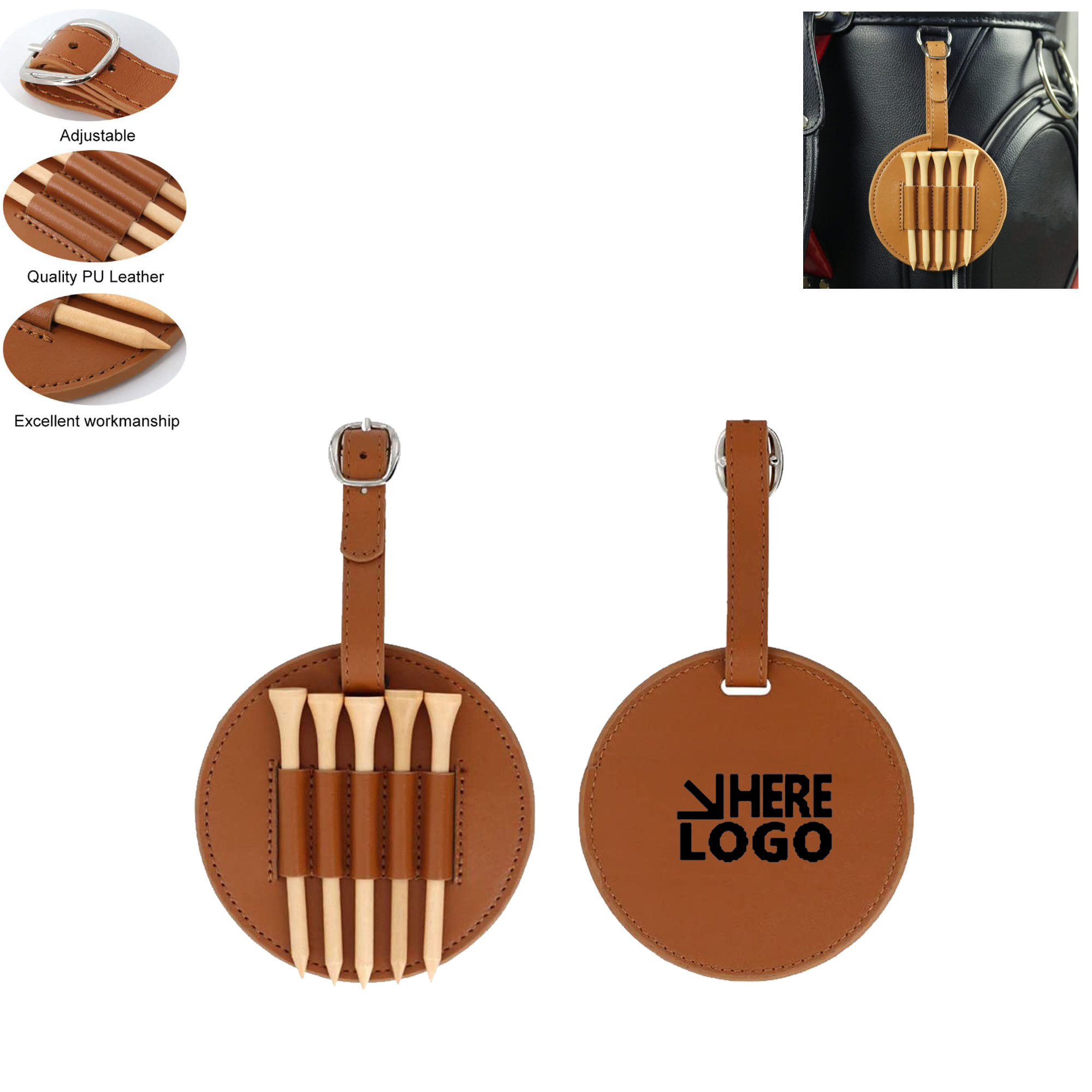 Custom Golf Ball Nail Leather Hanging Waist Storage Set 5