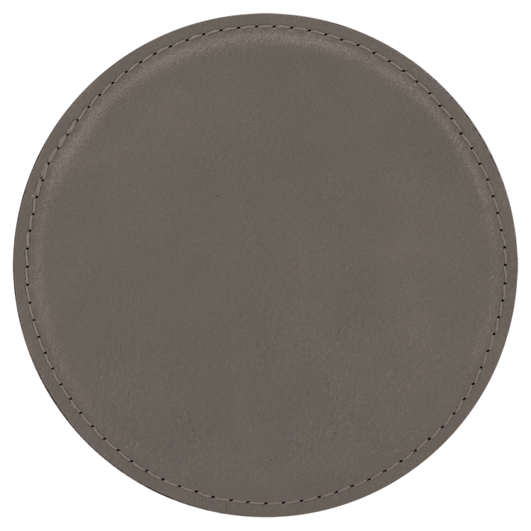 4" Round Gray Leatherette Coaster 3