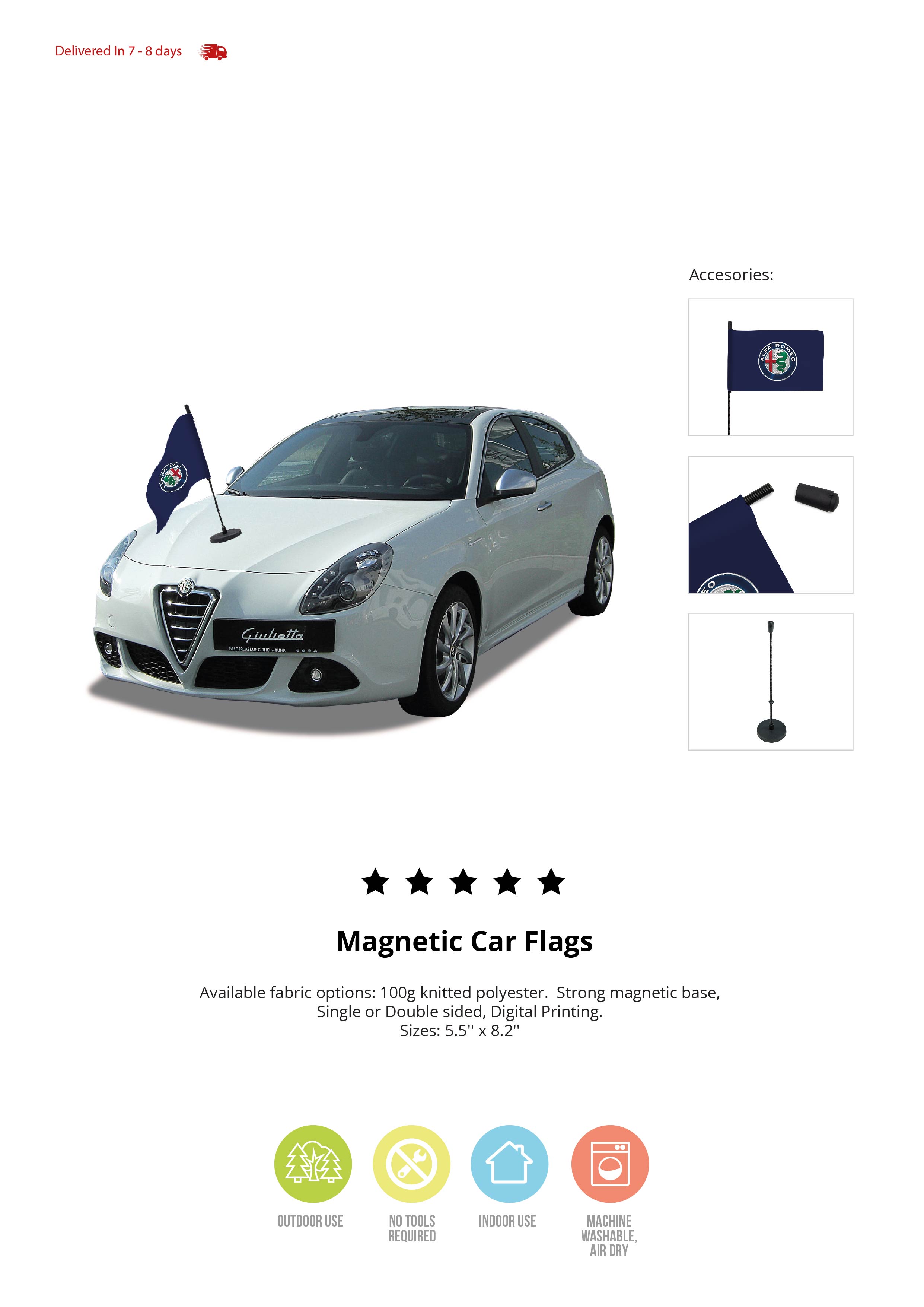 Car Flag Magnetic Single Sided (5.5" x 8.25") 6
