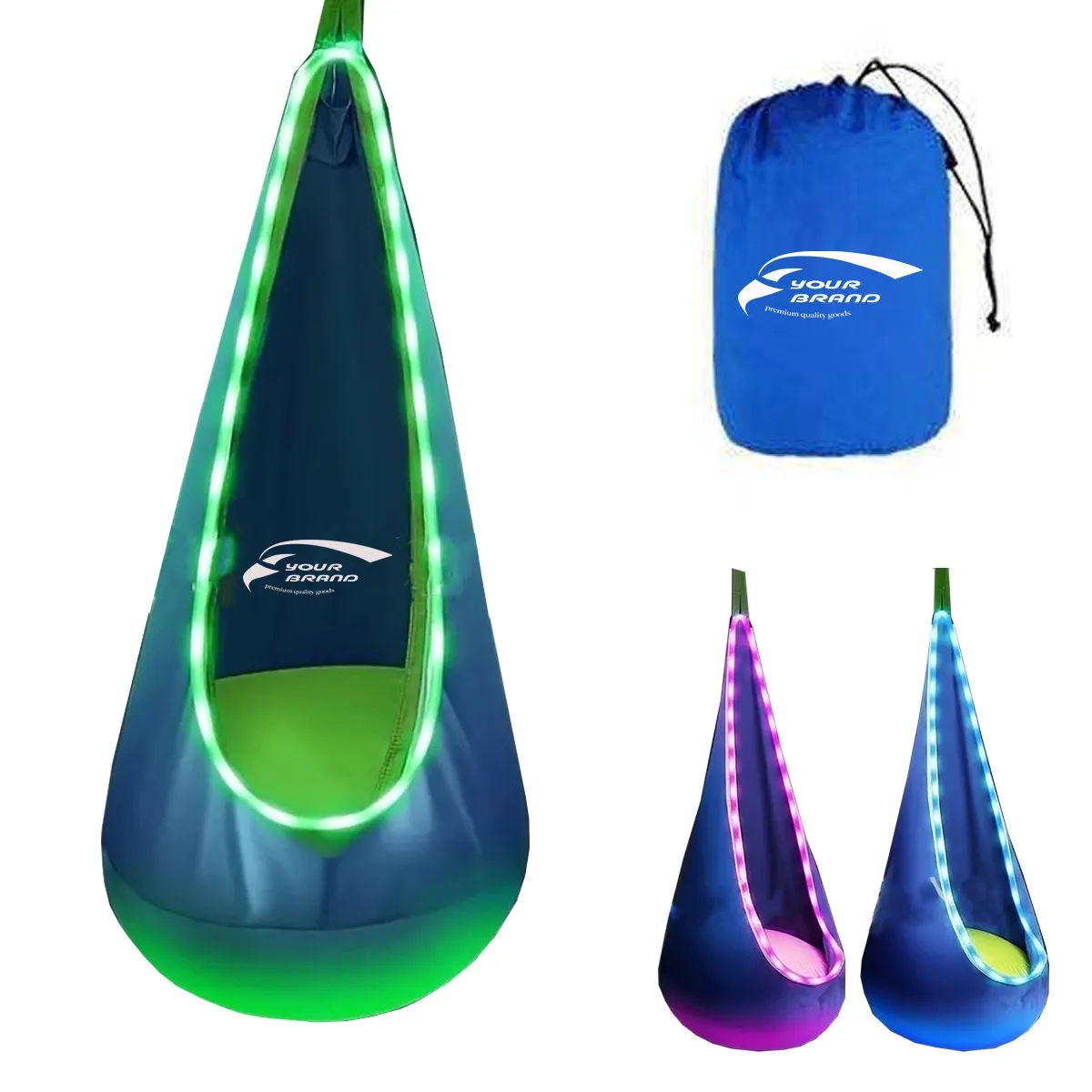 Hanging LED Sensory Light Up Kids Pod Swing Seat Hammock 2