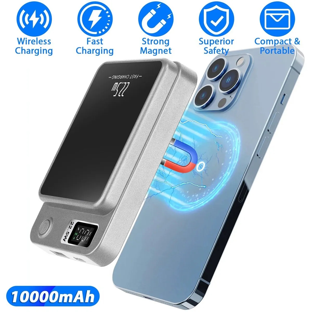 10000mAh Magnetic Wireless Charging Bank 5