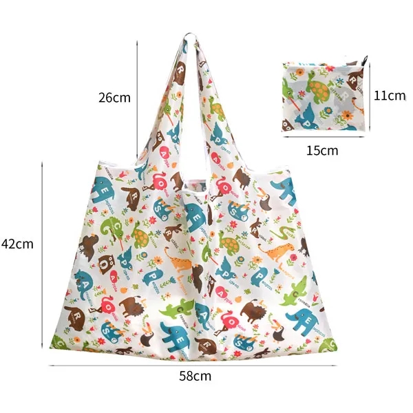 Extra-Large Reusable Foldable Grocery Tote Bags - Full Color 13