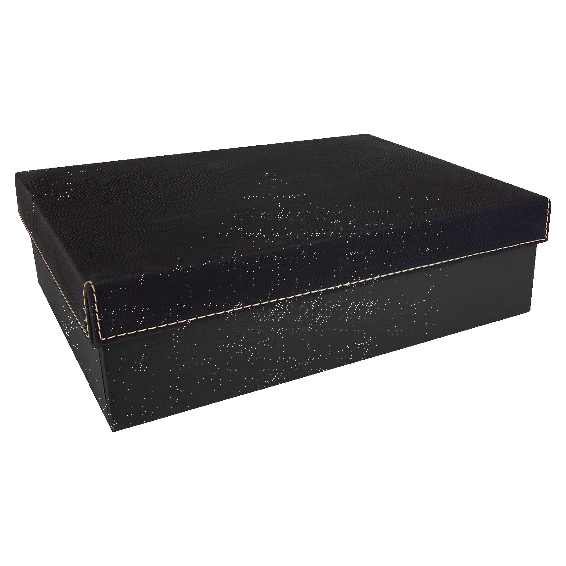 Black/Gold Gift Box w/Laserable Leatherette Lid (9 3/4" x 7") 1