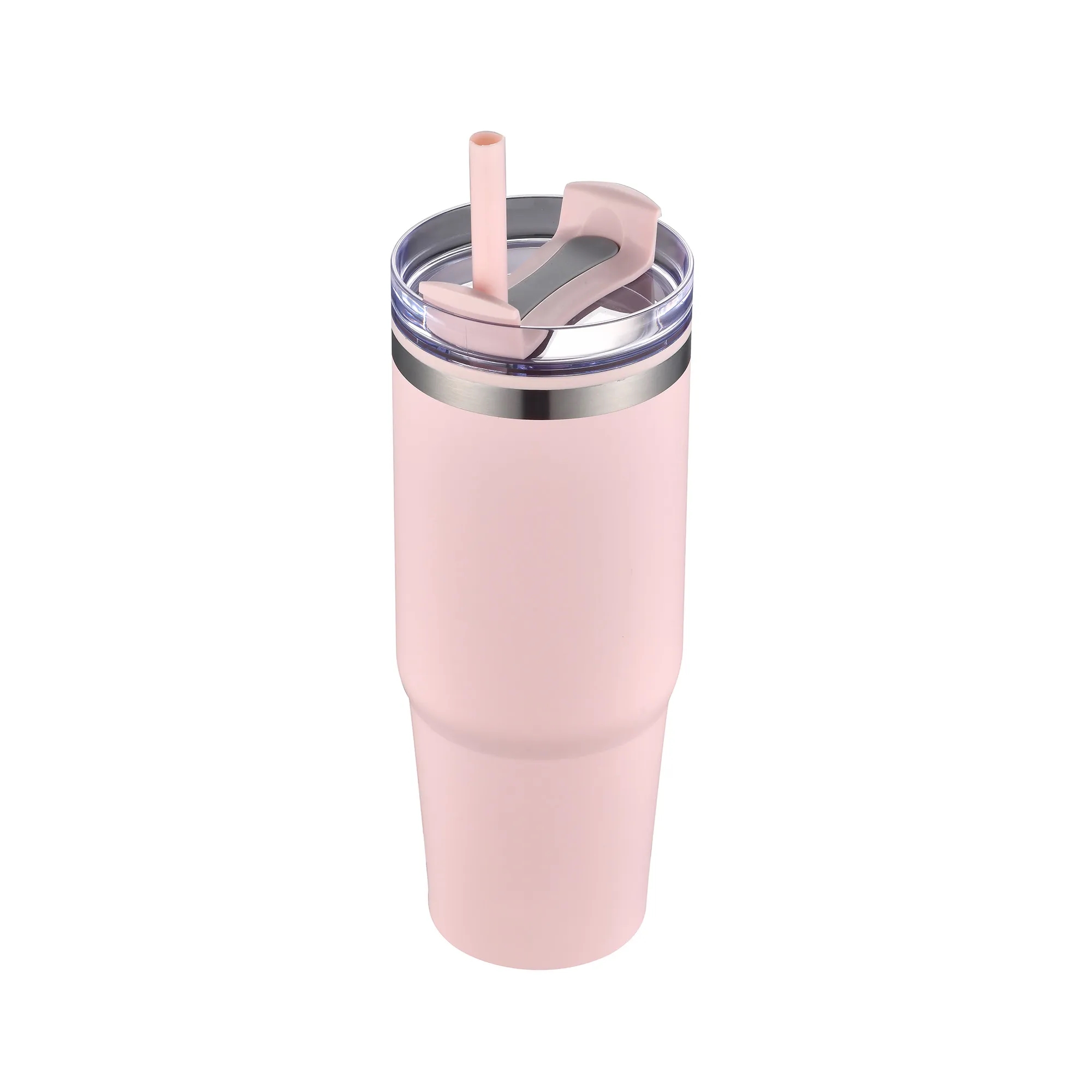 30oz. Dual Wall Stainless Steel & PP Tumbler with Clear Lid 16