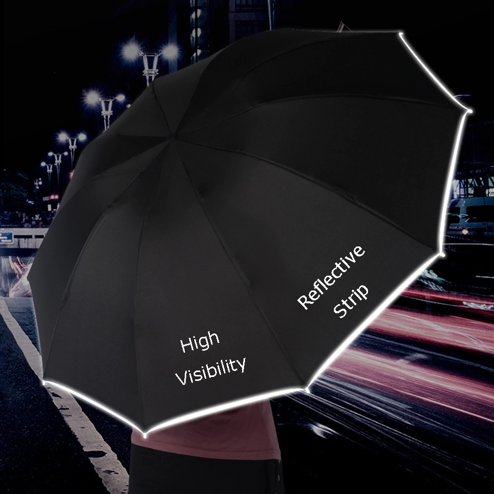 Inverted Reverse Umbrella with Reflective Strip Flashlight 4
