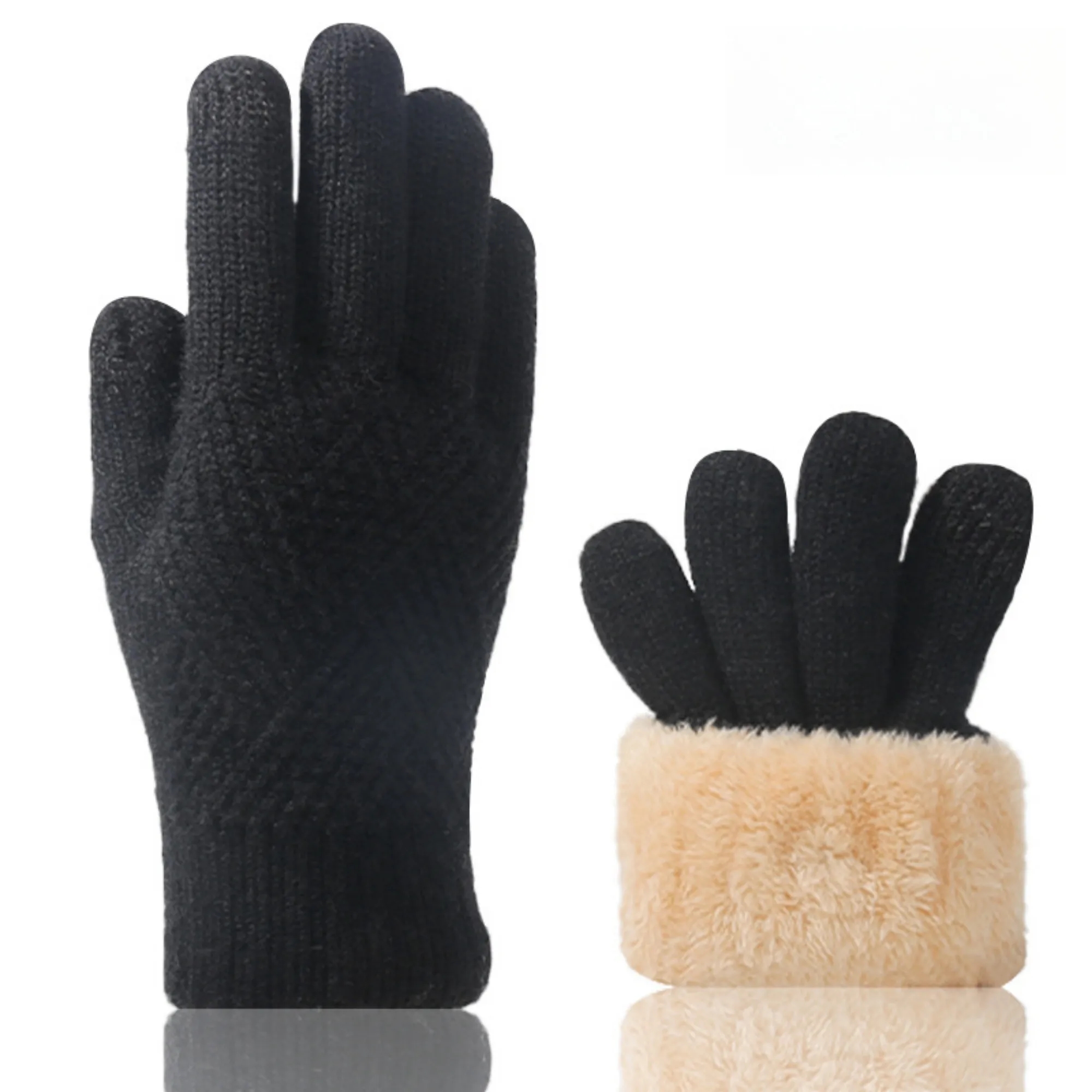 Double-Layer Plush Knitted Gloves 11