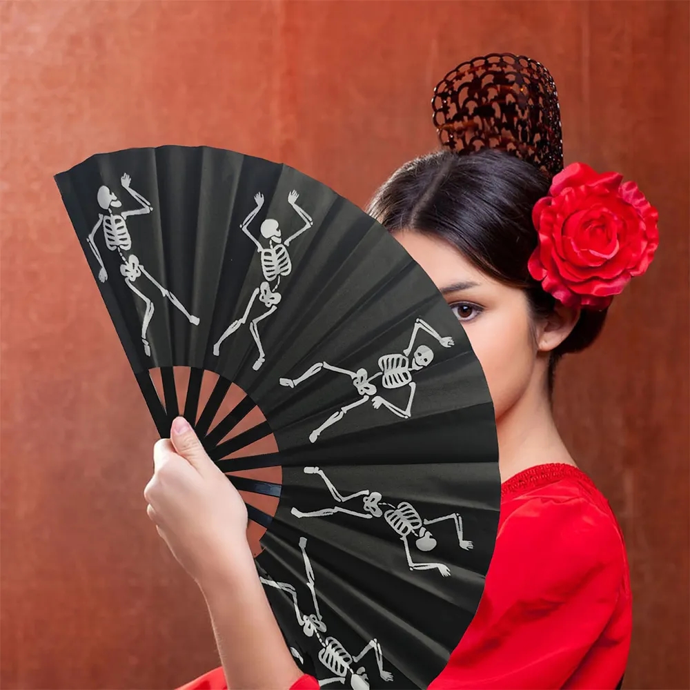 Black Folding Fans for Line Dancing Boots on The Ground 6