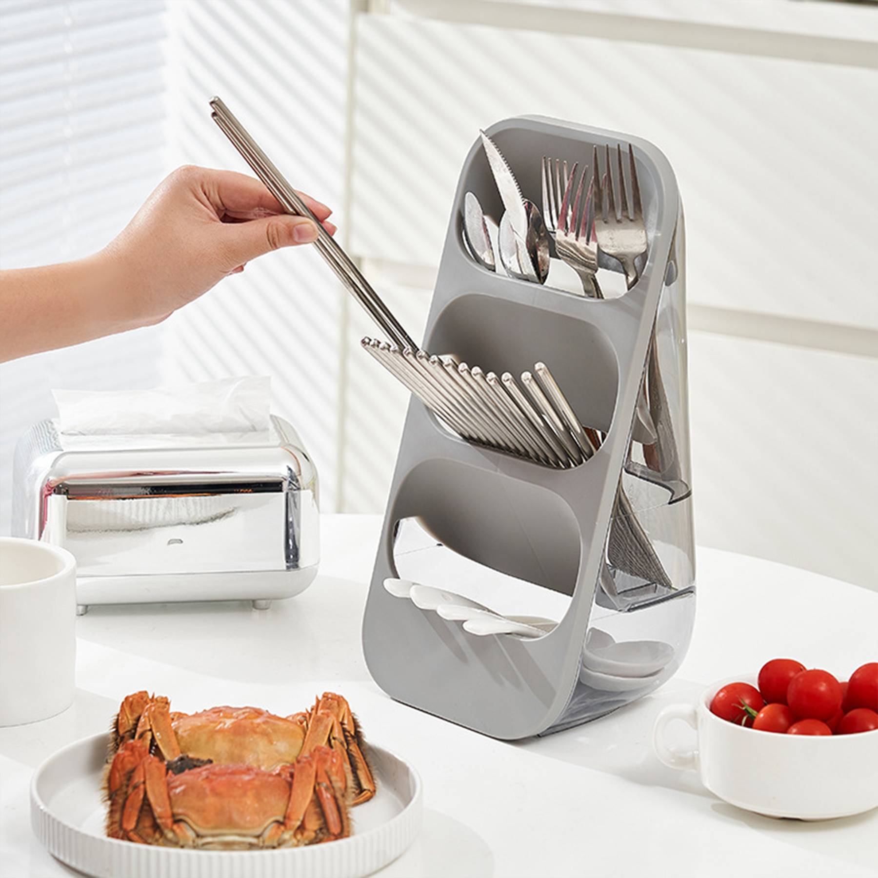 Plastic Three-tiered diagonal chopstick storage rack 4