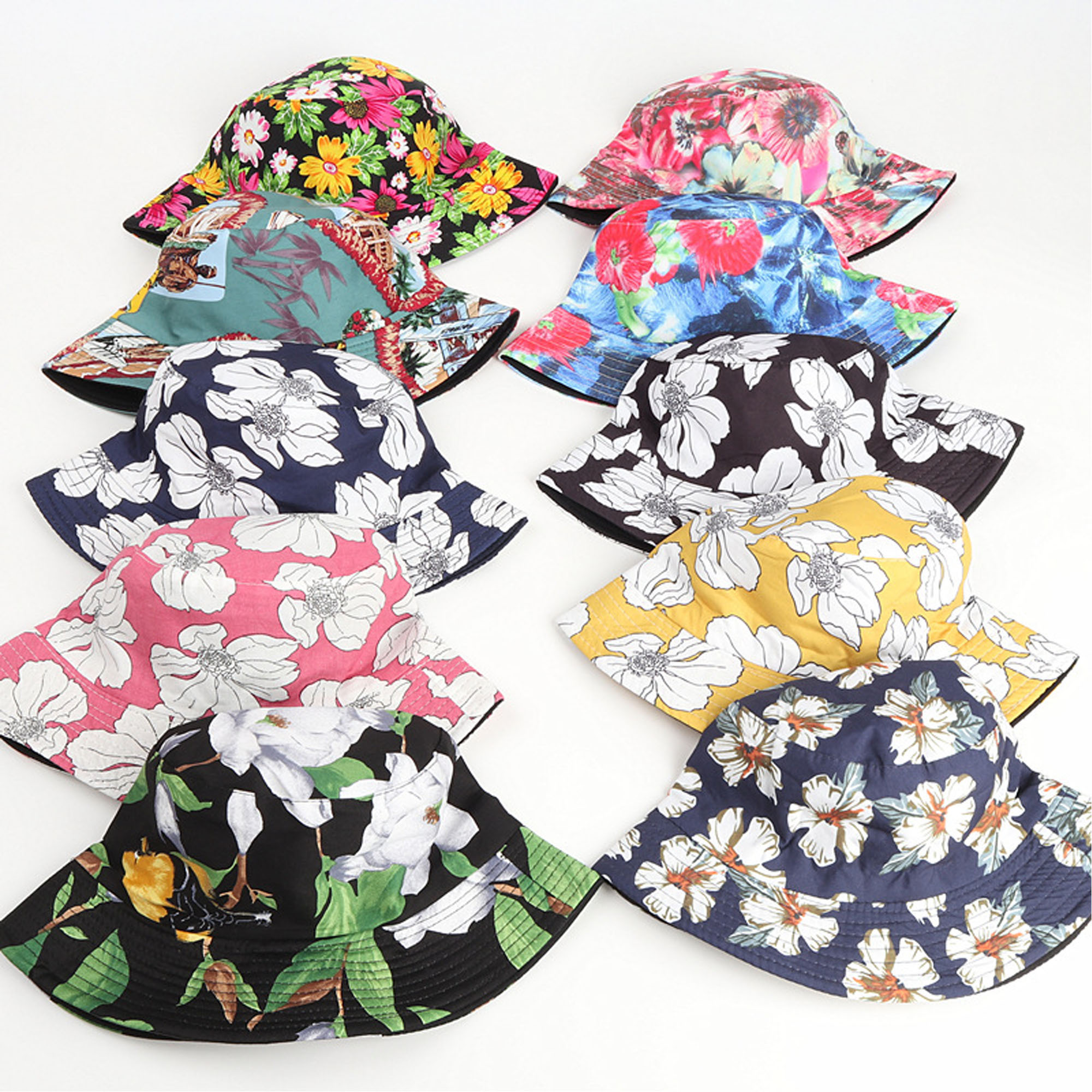 Ethnic Flower Pattern Double-Sided Colorful Bucket Hat 2