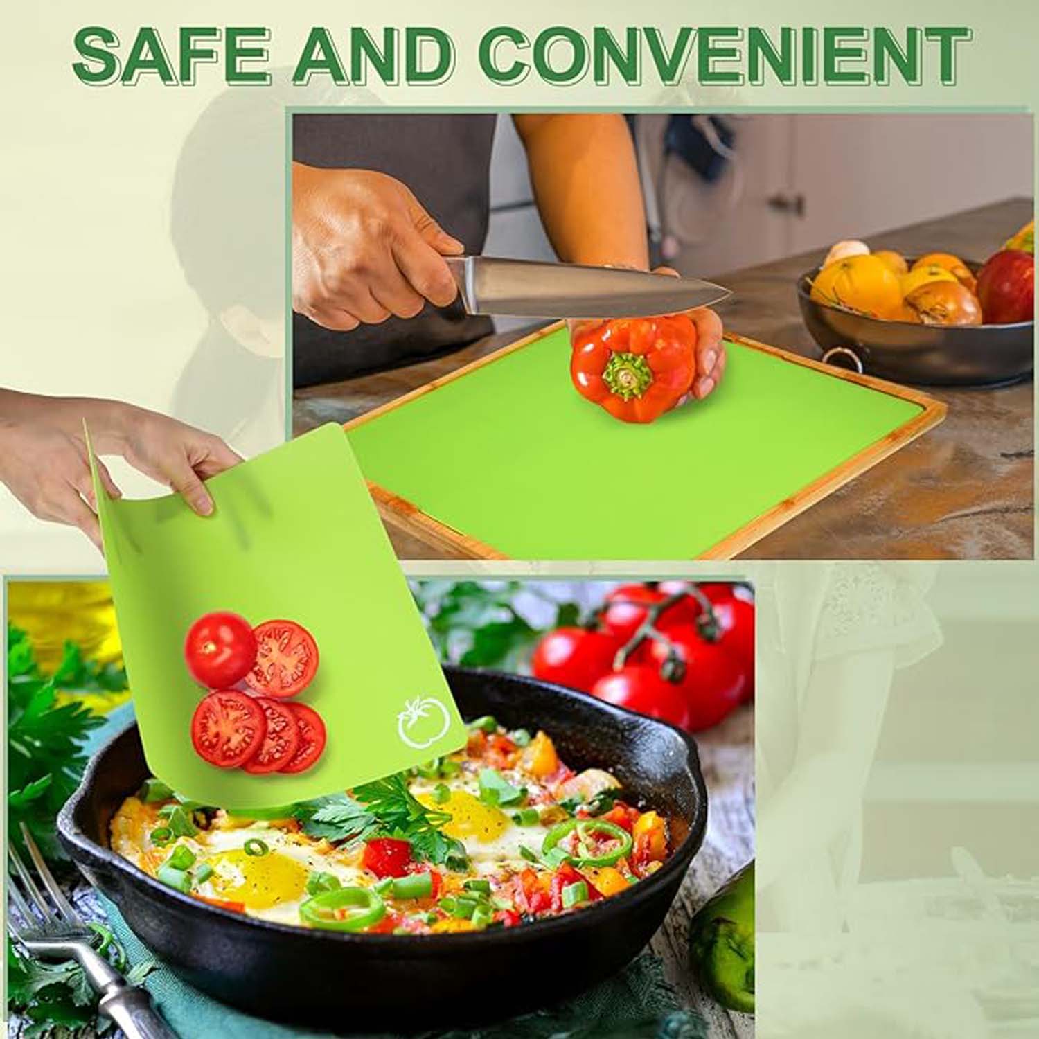 Wood Cutting Board with 6 Color Mats 6
