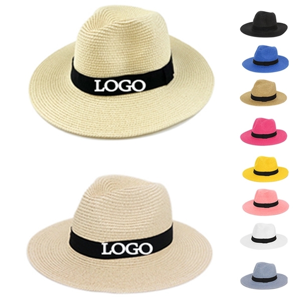 Straw Panama Hat with Ribbon Trim 2