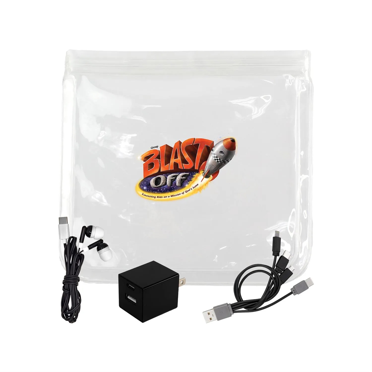 Clear A+C Wall, Cable & Ear Bud Set 2