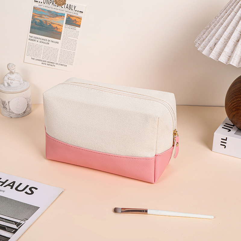 Portable Canvas PU Large Capacity Wash Toiletry Bag 7