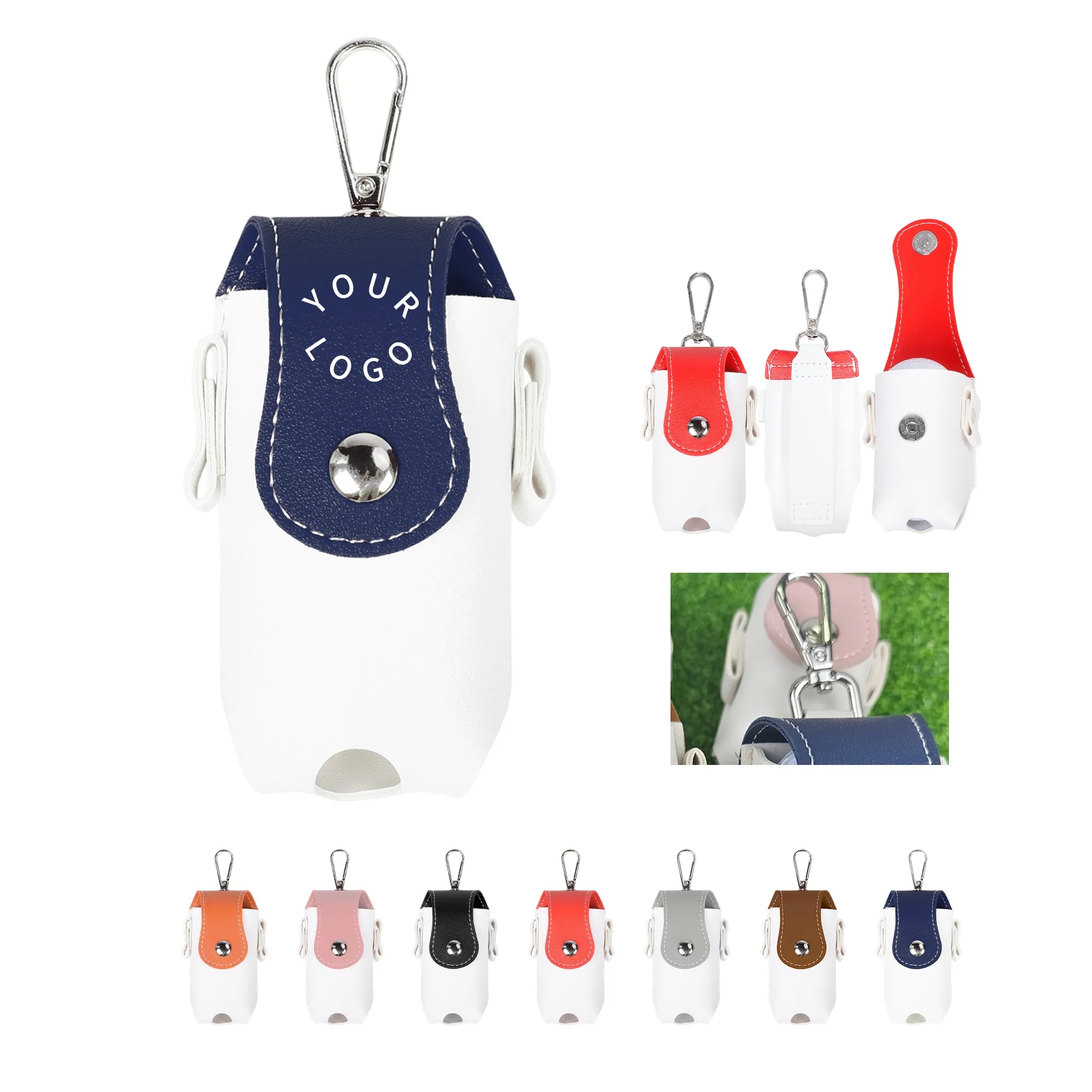 PU Leather Golf Ball Pouch 2
