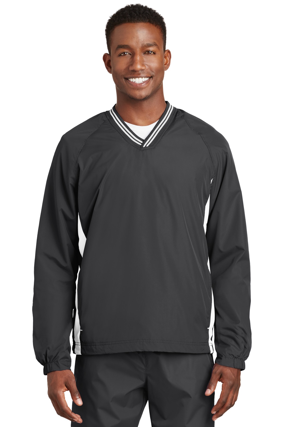 Sport-Tek Tipped V-Neck Raglan Wind Shirt. JST62 11