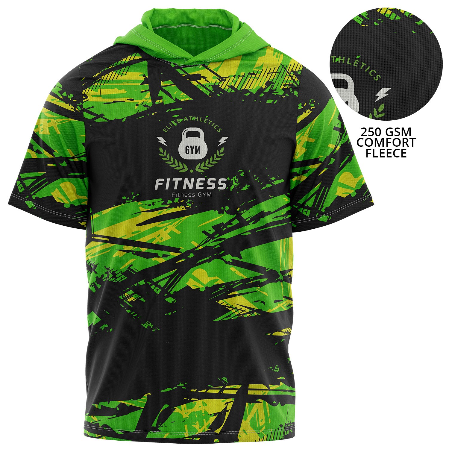 Unisex 250 GSM Comfort Fleece Sublimated Short Sleeve Pullover Hoodies 2