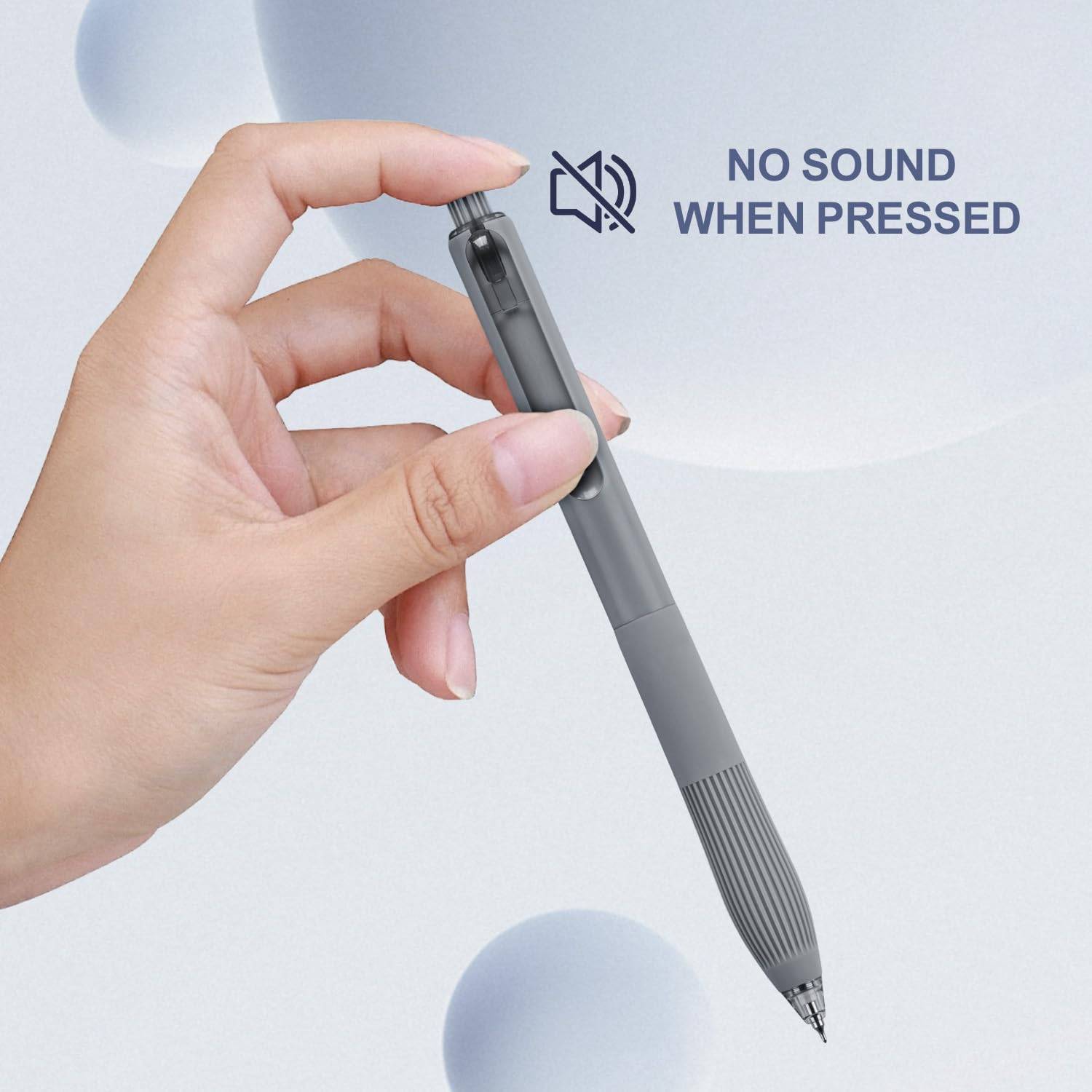 Silent Click Pen Ballpoint Soft Gel Quick-Dry 6