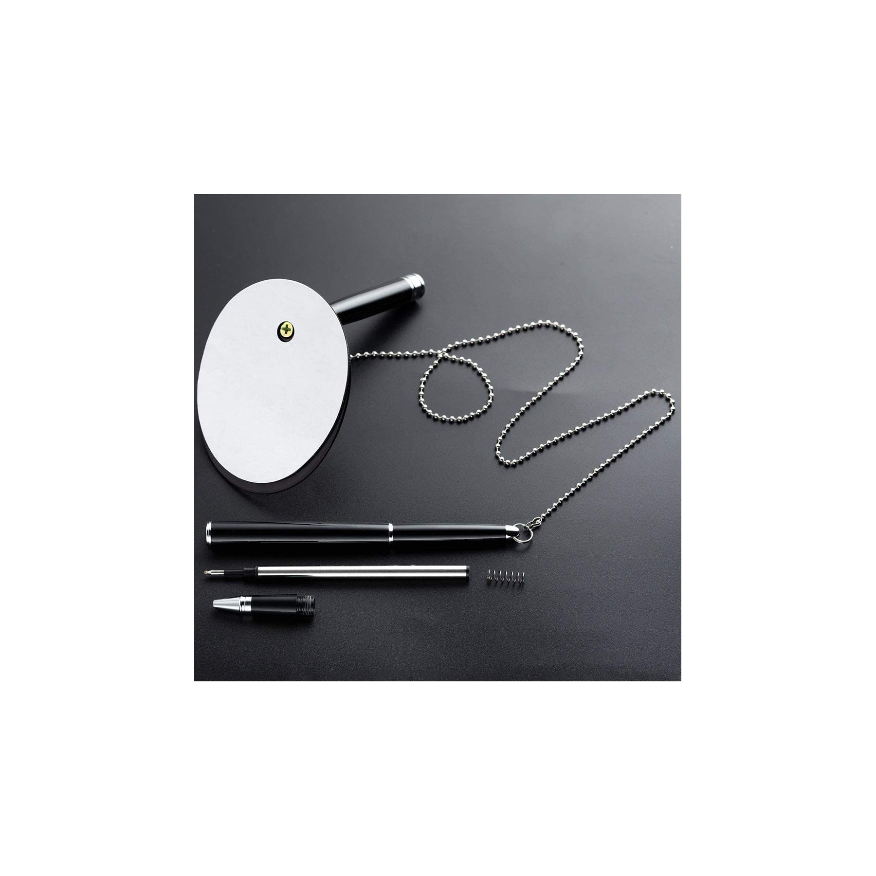 Attached Base Stand Desk Counter Signature Pens with Chain 4
