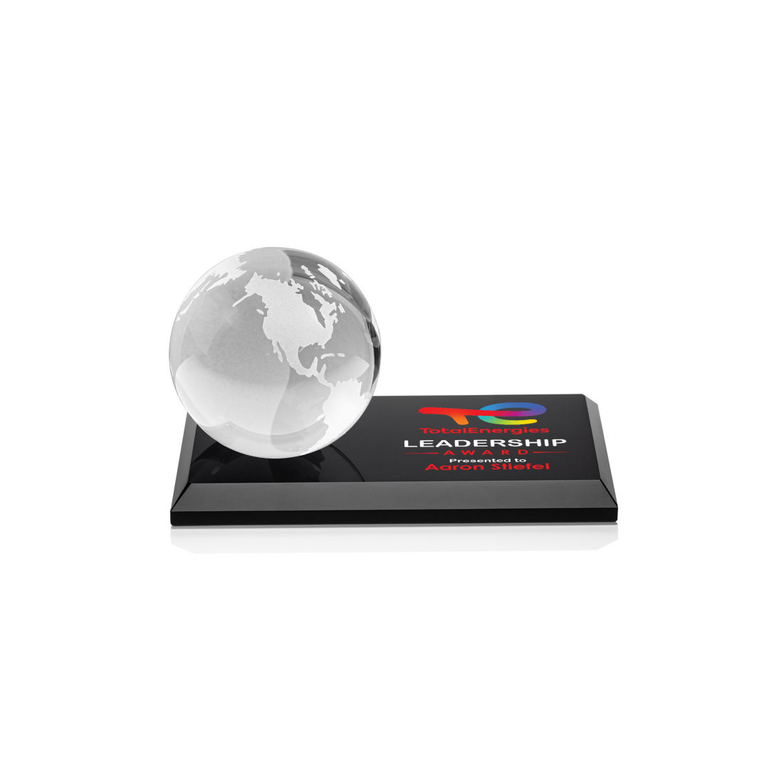 Globe VividPrint™ Award on Rectangle Base - Black 5