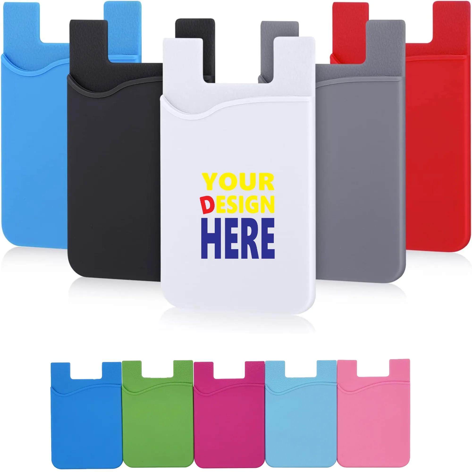 Full Color Printed Silicone Phone Card Holder