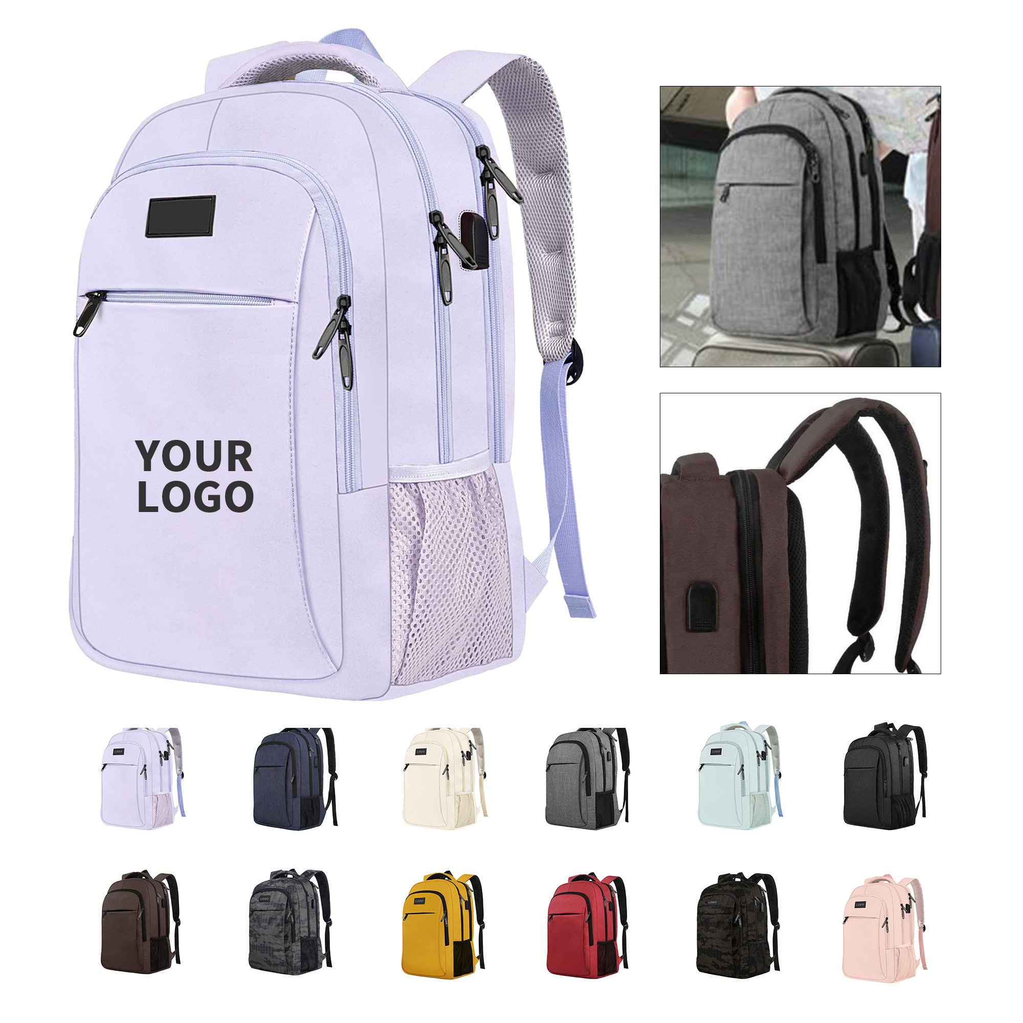 Nylon Travel Laptop Backpack With Padded Strap 21